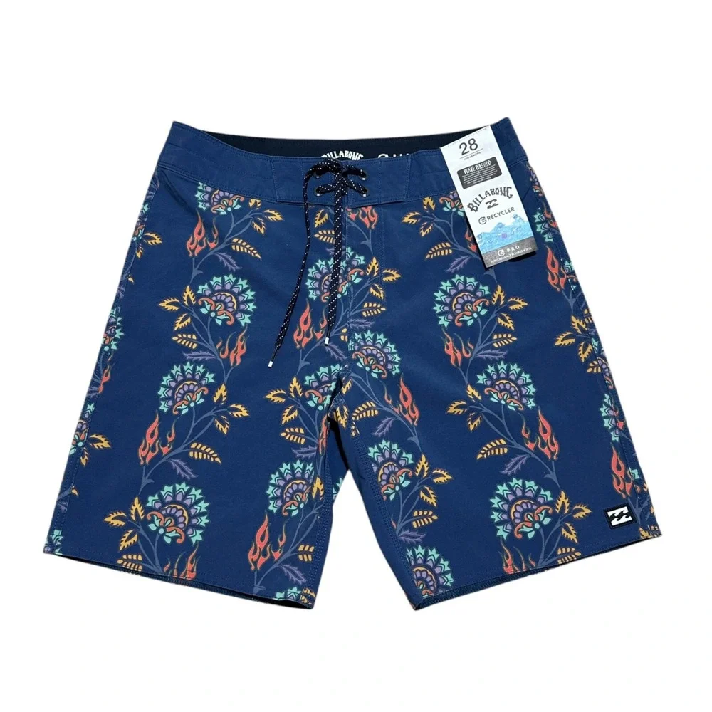 Billabong Mens Size 28 Sundays Pro Boardshorts Navy Blue‎ Floral Flame NWT NEW